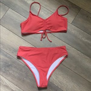Pink ribbed bikini